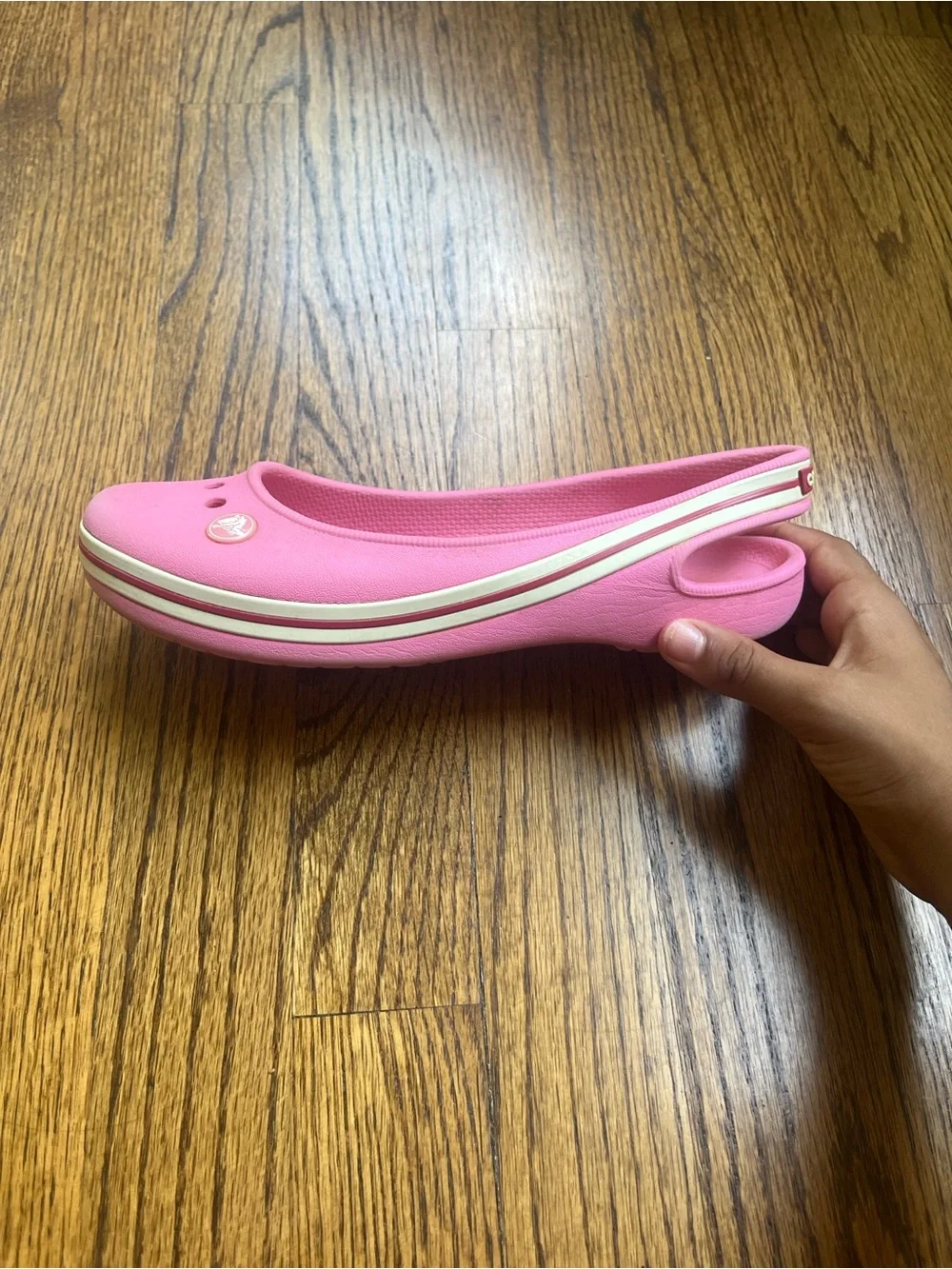 Crocs Girls Genna II Pink Slingback Flats Size 3